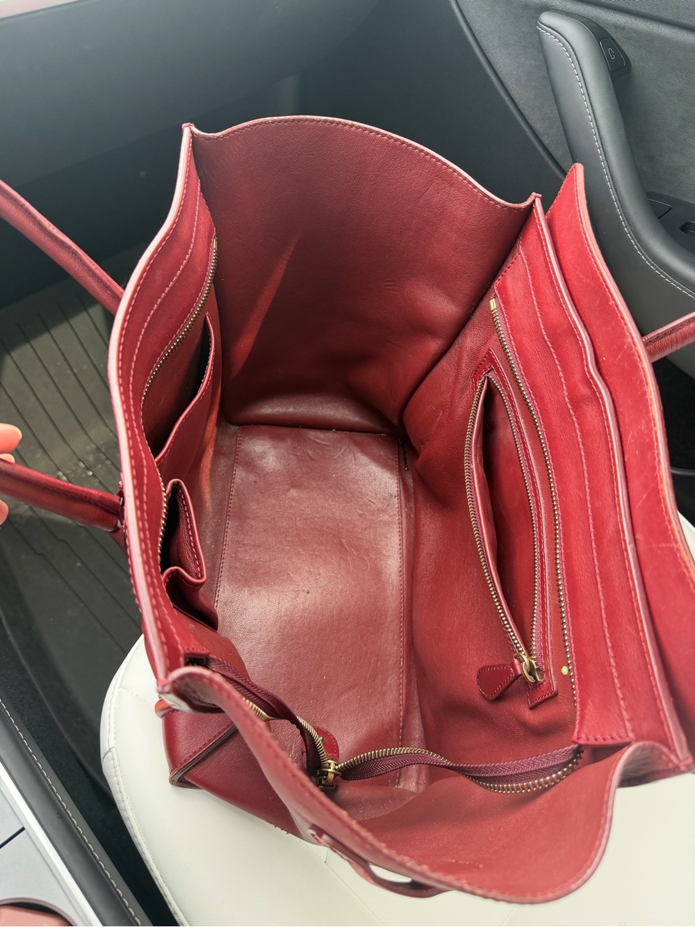Celine Red Leather Top-Handle Tote - Picture 9 of 11